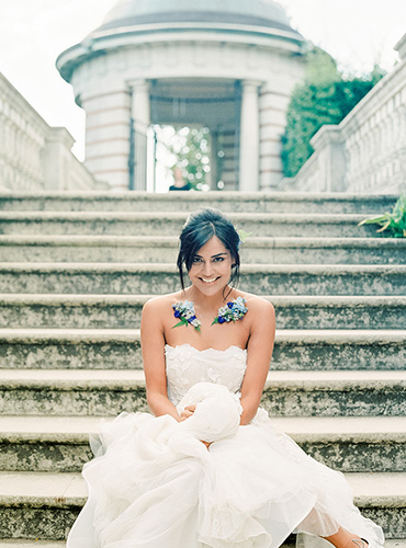 Smiling bride sher bubbly personality during a weddingowing of h